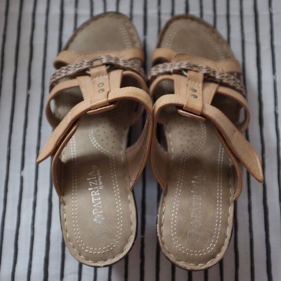 COPY - Patritzia By Spring Step Brown Tan Braided Wedge Sandal size 6 - Picture 2 of 11
